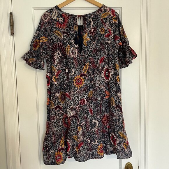 Madewell Ruffle-Sleeve Popover Mini Dress in Floral | Size Small - Picture 3 of 9